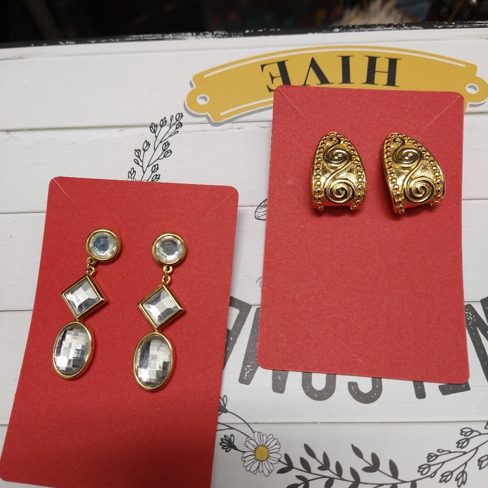 Vintage 1980's earring trio